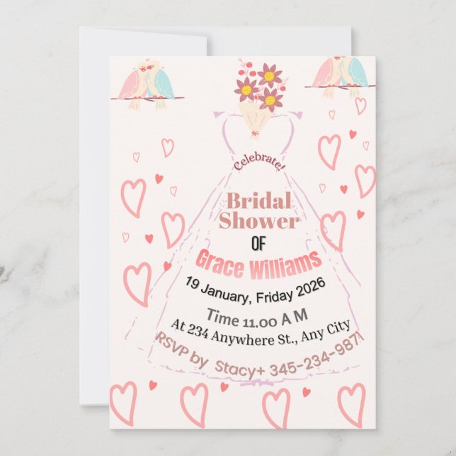 Bridal Shower Invitation – Custom Modern Typograph (Front)
