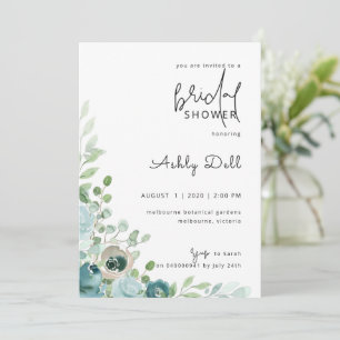 Bridal Shower Invitation Dusty Blue