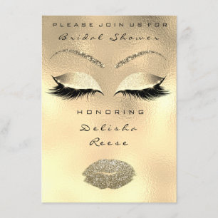 Bridal Shower Invitation Eye Gold Faux Spark Lips