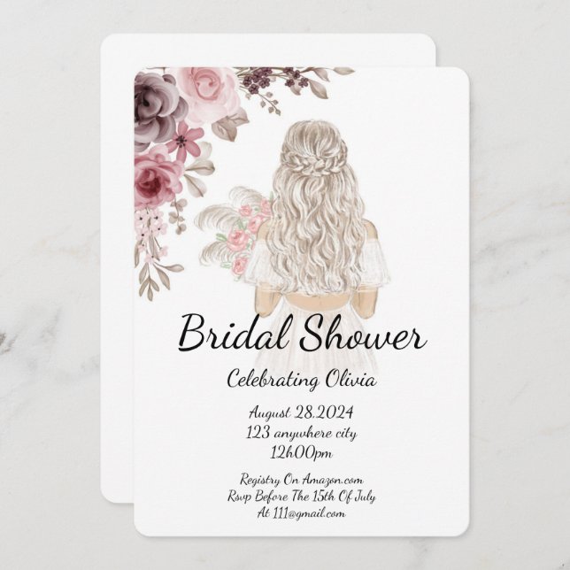 BRIDAL SHOWER INVITATION FLORAL (Front/Back)