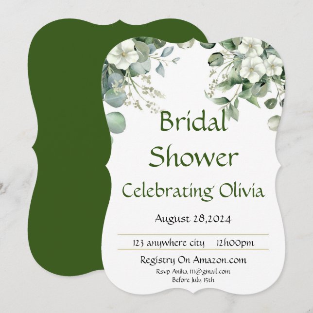 BRIDAL SHOWER INVITATION FLORAL BOTANICAL (Front/Back)