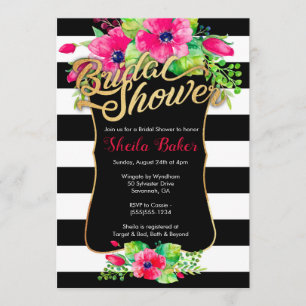 Bridal Shower Invitation - Floral Striped