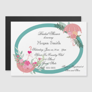 Bridal Shower Invitation, Flowers Umbrellas Magnetic Invitation