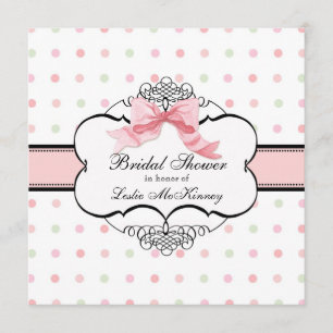 Bridal Shower Invitation - French Bow Dot Swirl