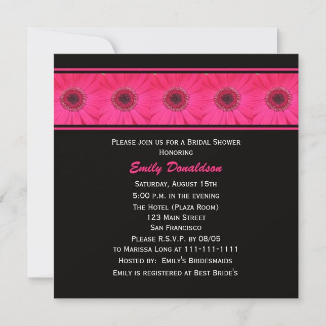 Bridal Shower Invitation -- Gerbera Daisy (Front)