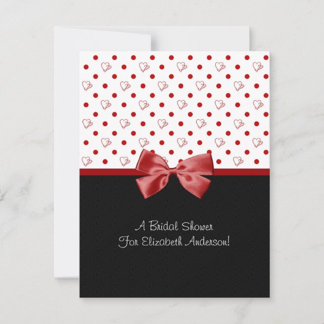 Bridal Shower Invitation Girly Red Hearts (Front)