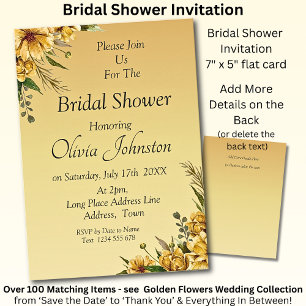 Bridal Shower Invitation - Golden Yellow Flowers