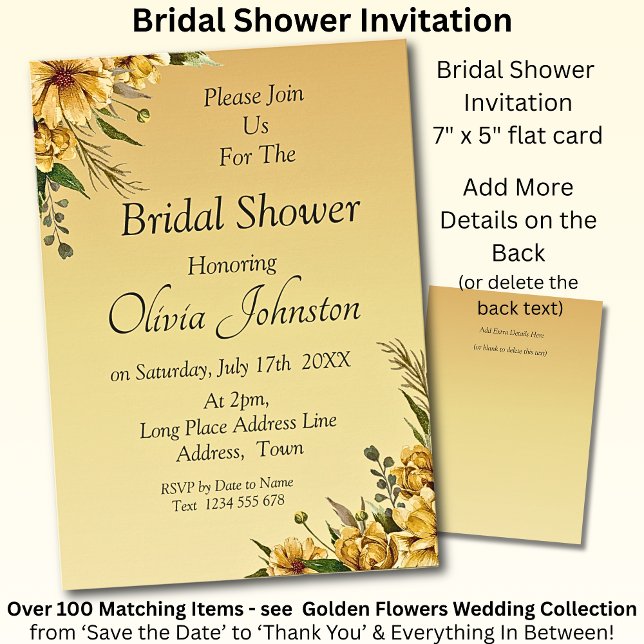 Bridal Shower Invitation - Golden Yellow Flowers (Creator Uploaded)