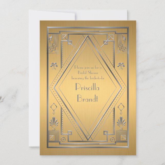 Bridal Shower invitation,great Gatsby,gold &Silver Invitation (Front)