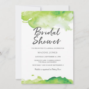 Bridal Shower Invitation Green watercolor