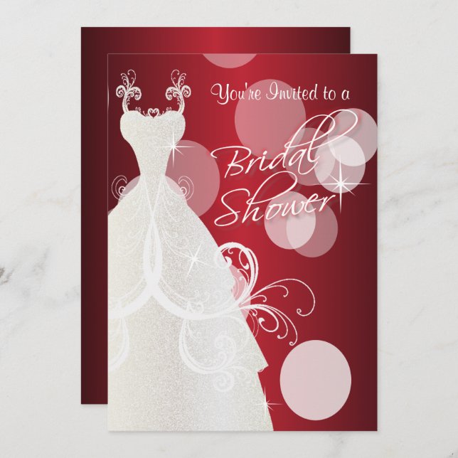 Bridal Shower Invitation in Metallic Red (Front/Back)