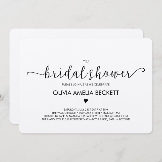 Bridal Shower Invitation - Kraft (Front/Back)