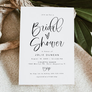 Bridal Shower Invitation, Modern Boho Typography Invitation