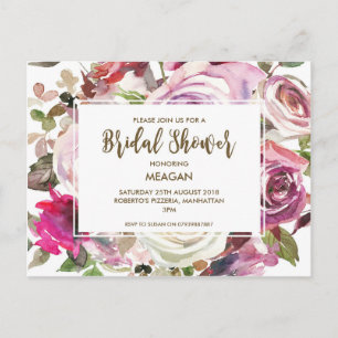 Bridal Shower invitation modern floral lilac Postcard