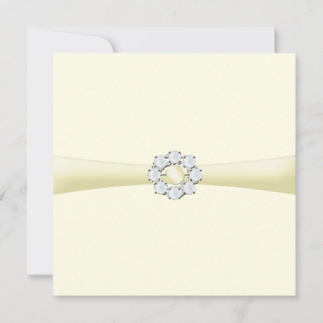 Bridal Shower Invitation Pearl & Diamond Broach (Front)