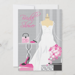 Bridal Shower Invitation Pink and Silver