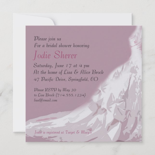 Bridal Shower Invitation : Pink dress (Front)