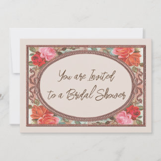Bridal Shower invitation Pink Vintage Roses 