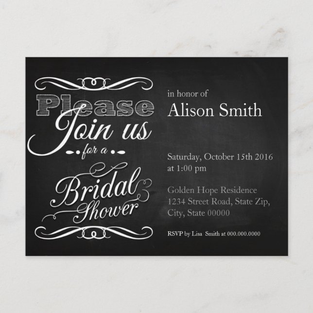 Bridal Shower Invitation Postcard (Front)