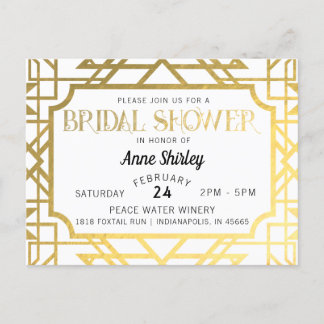 Bridal Shower Invitation Postcard Art Deco Gatsby