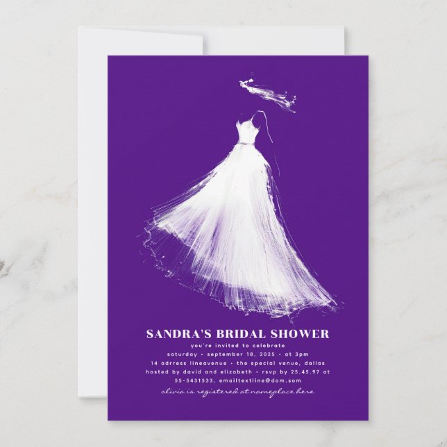 Bridal Shower Invitation Purple Modern Romantic (Front)
