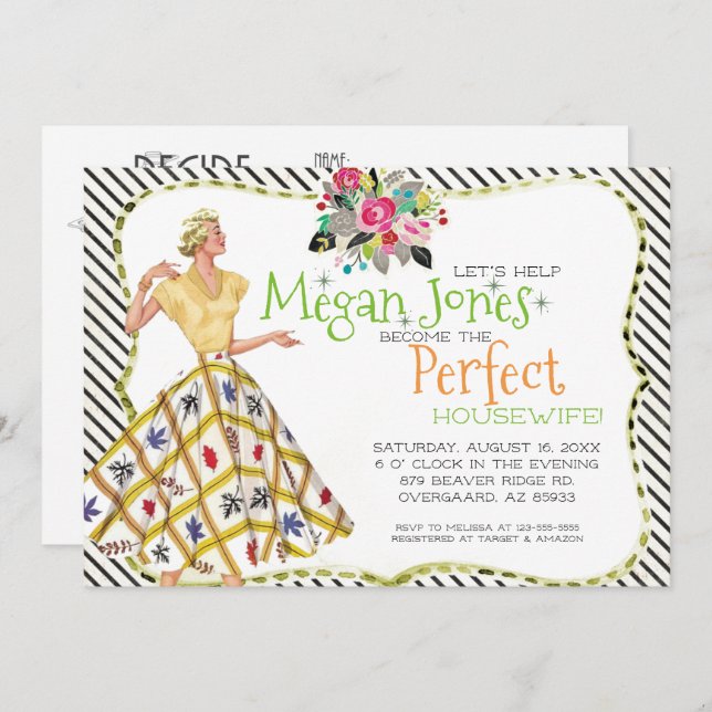 Bridal Shower Invitation | Retro Housewife (Front/Back)