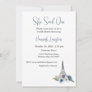 Bridal Shower Invitation, She Said Oui Yes Invitation