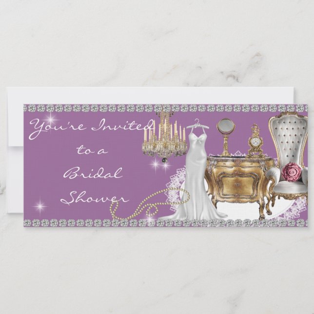 Bridal Shower Invitation surrounded by Diamond (Front)