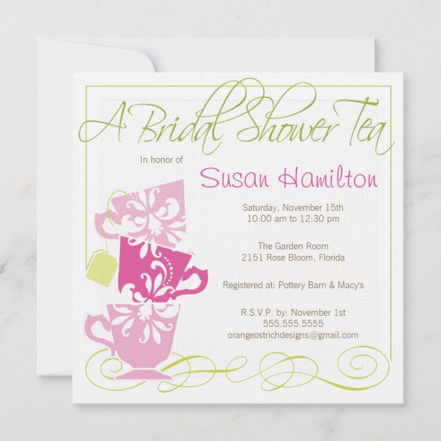 Bridal Shower Invitation - Tea (Front)