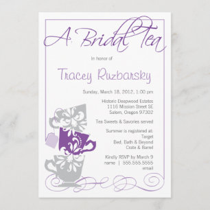 Bridal Shower Invitation - Tea Purple and Grey