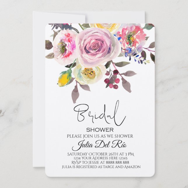 Bridal Shower Invitation Template Editable Pink (Front)