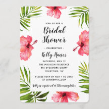 Bridal Shower Invitation Tropical Summer Watercolo