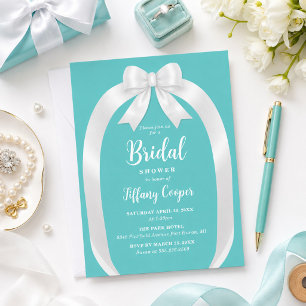 Bridal Shower Invitation Turquoise Bow