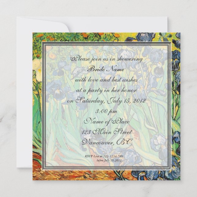 Bridal shower invitation, Vincent van Gogh,Irises Invitation (Front)