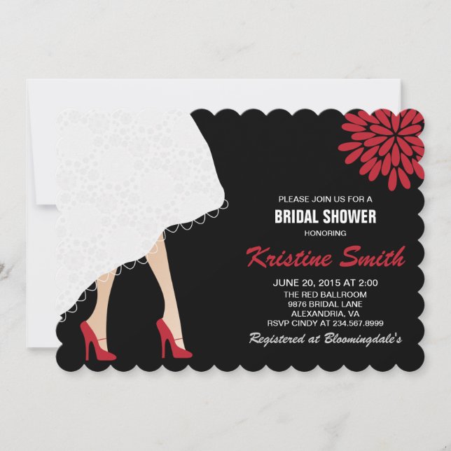 Bridal Shower Invitation w/ Red High Heel Shoes (Front)
