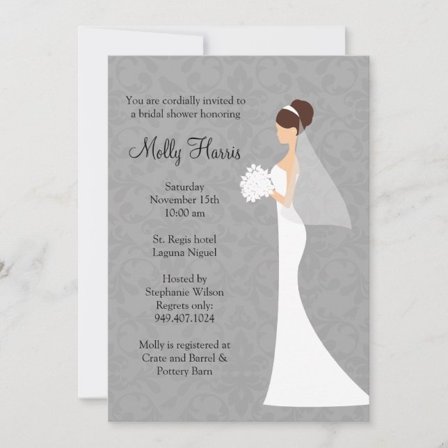 Bridal Shower Invitation with Matching Envelopes (Front)