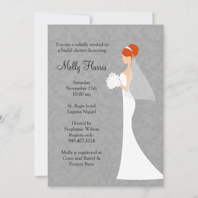 Bridal Shower Invitation with Matching Envelopes (Front)