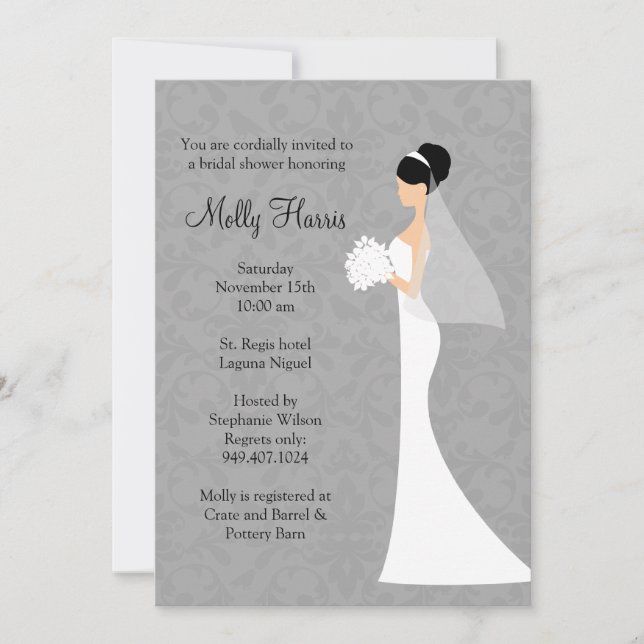 Bridal Shower Invitation with matching Envelopes (Front)