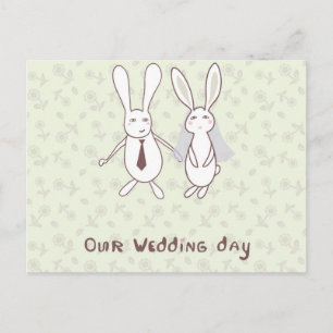 Bridal shower invitation with two cute rabbits in