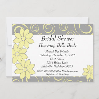 Bridal Shower Invitation yellow and grey floral