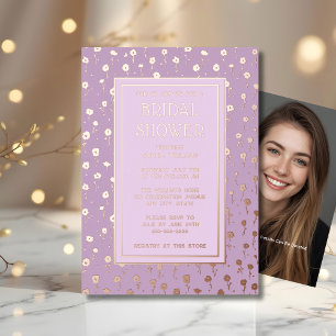 Bridal Shower Invitations Floral Lavender Foil