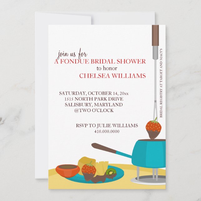 Bridal Shower Invitations or Fondue Party (Front)