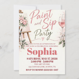 bridal shower invitations paint and sip
