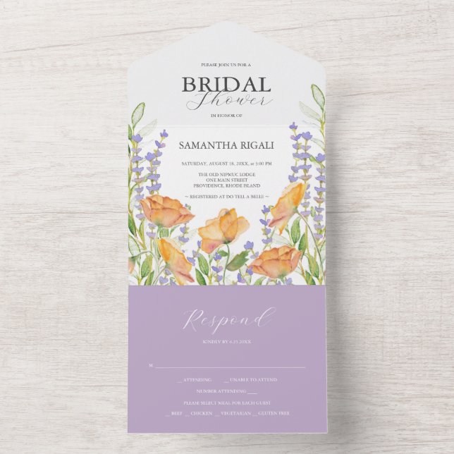 Bridal Shower Invitations Watercolor Wildflowers (Inside)