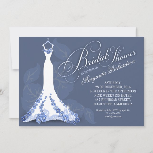 bridal shower invitations with wedding dress (Front)