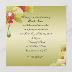 bridal shower invitations.yellow orchid flowers invitation
