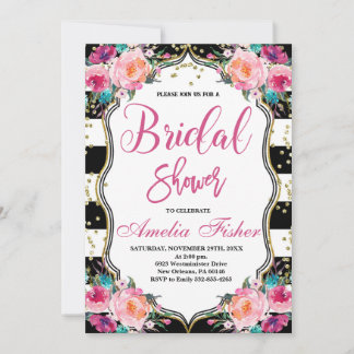 Bridal Shower Invite Black and White Bridal Shower