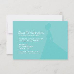 Bridal Shower Invite Bride Silhouette I blu