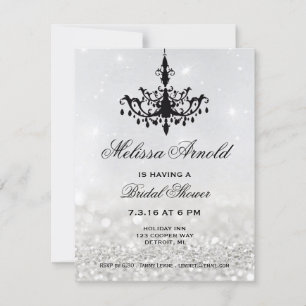 Bridal Shower Invite Chandelier Silver