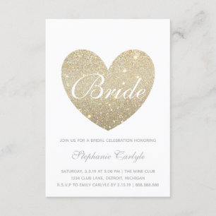 Bridal Shower Invite Gold Heart Fab Bride script